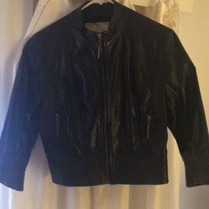 Arden B Cropped Faux Leather Bomber